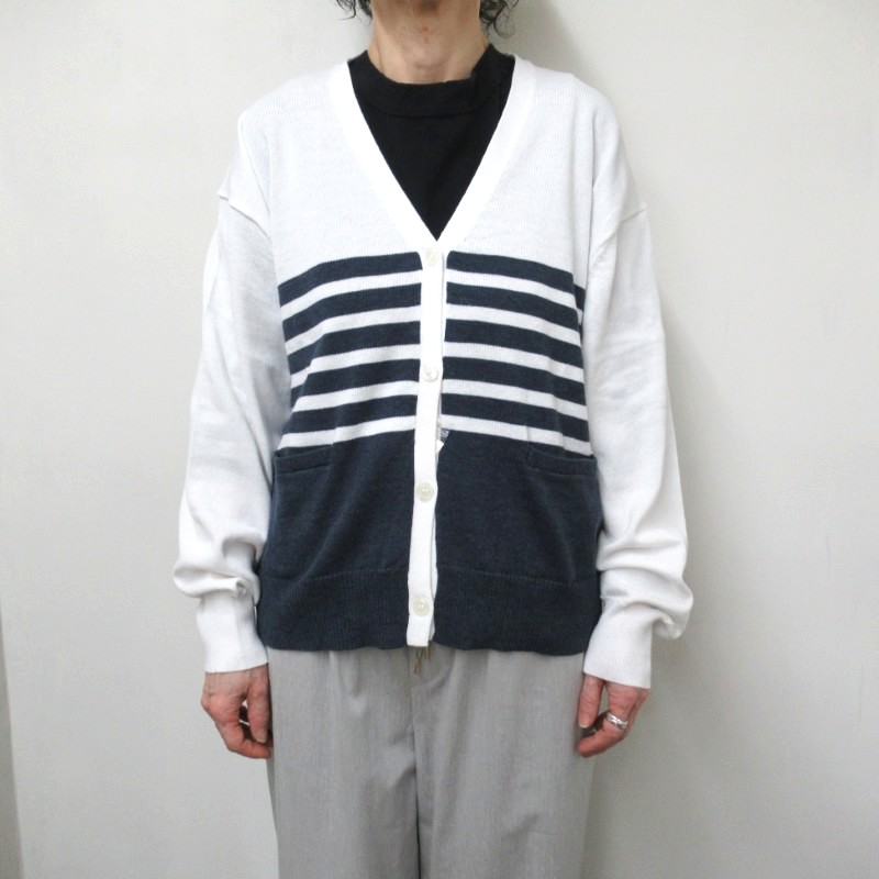 Vent d'ouest  ボーダーＶネックカーディガン /WH×NV29A